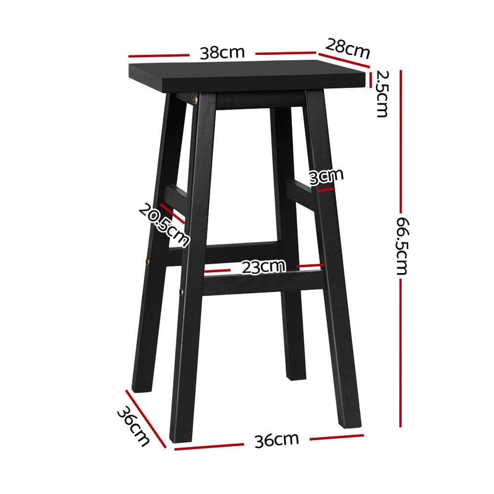 Bar Stools Kitchen Counter Stools Wooden Chairs Black X2