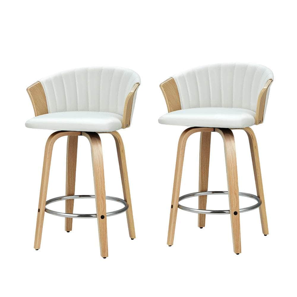 Bar Stools Kitchen Leather Barstools Swivel Counter Chairs X2