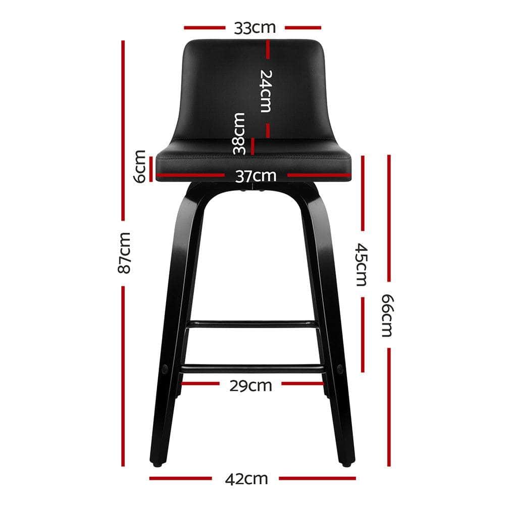 Bar Stools Kitchen Leather Barstools Swivel Wooden Chairs X2
