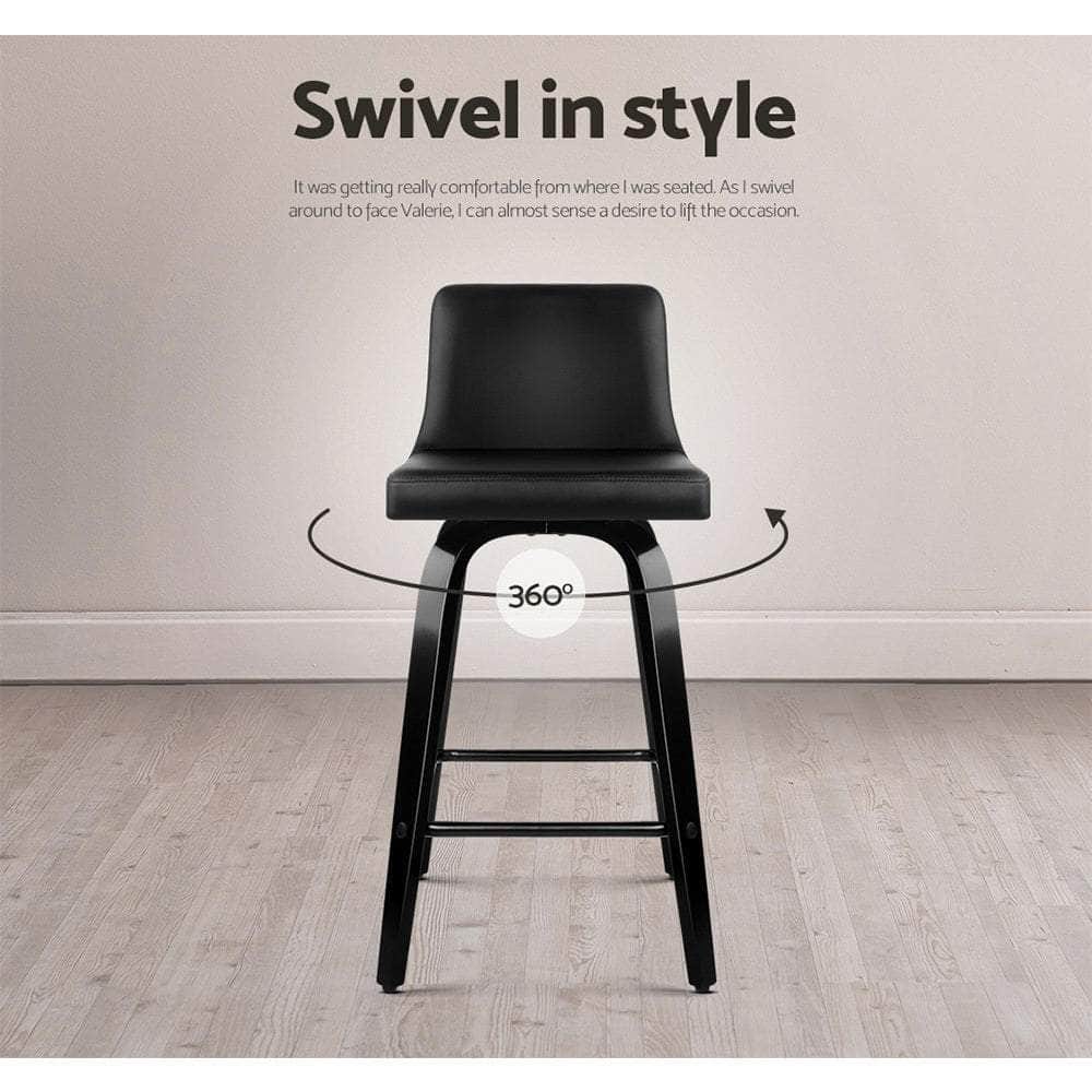 Bar Stools Kitchen Leather Barstools Swivel Wooden Chairs X4