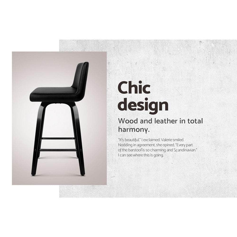 Bar Stools Kitchen Leather Barstools Swivel Wooden Chairs X4