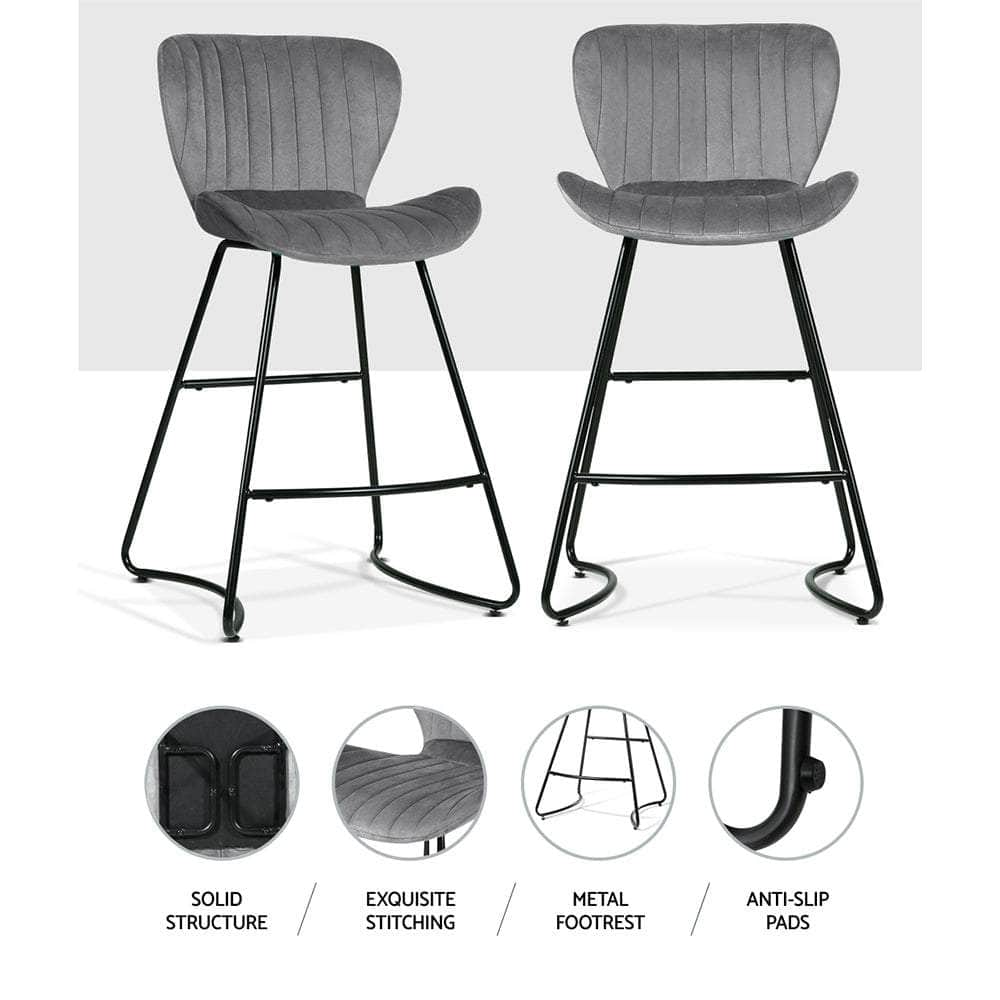 Bar Stools Kitchen Stool Velvet Dining Chairs Grey Barstool Chair Metal