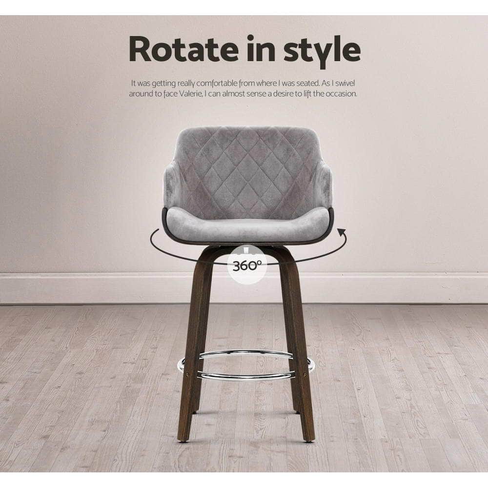 Bar Stools Swivel Velvet Padded Wooden