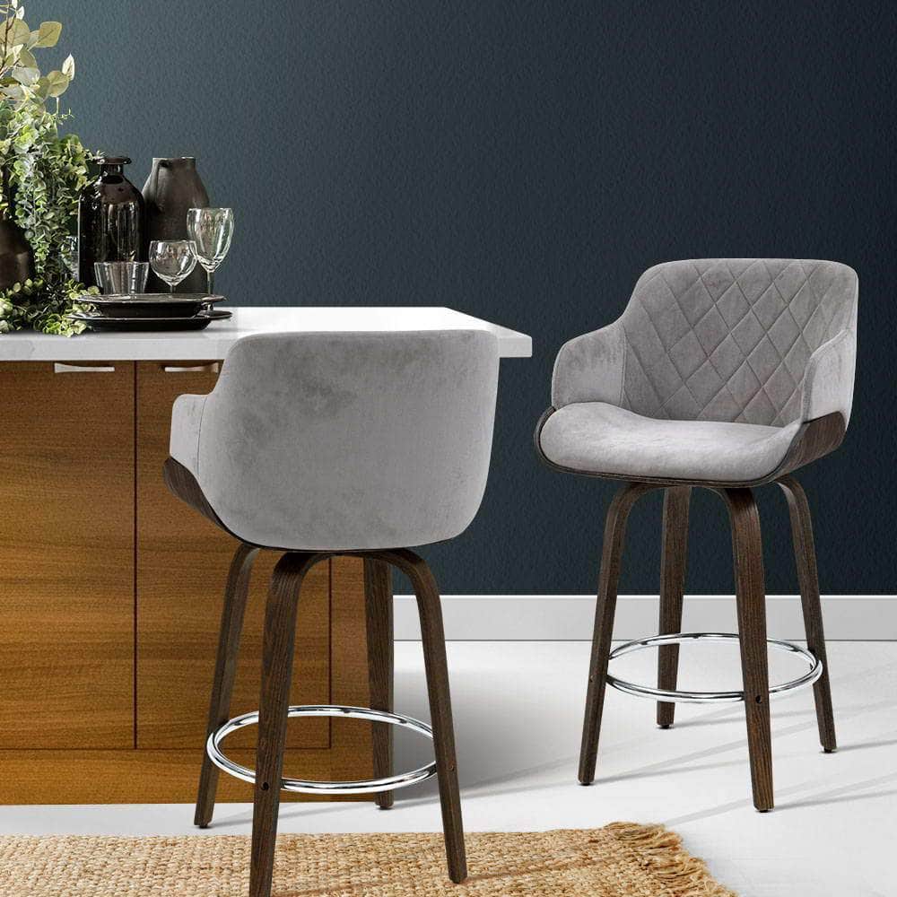 Bar Stools Swivel Velvet Padded Wooden
