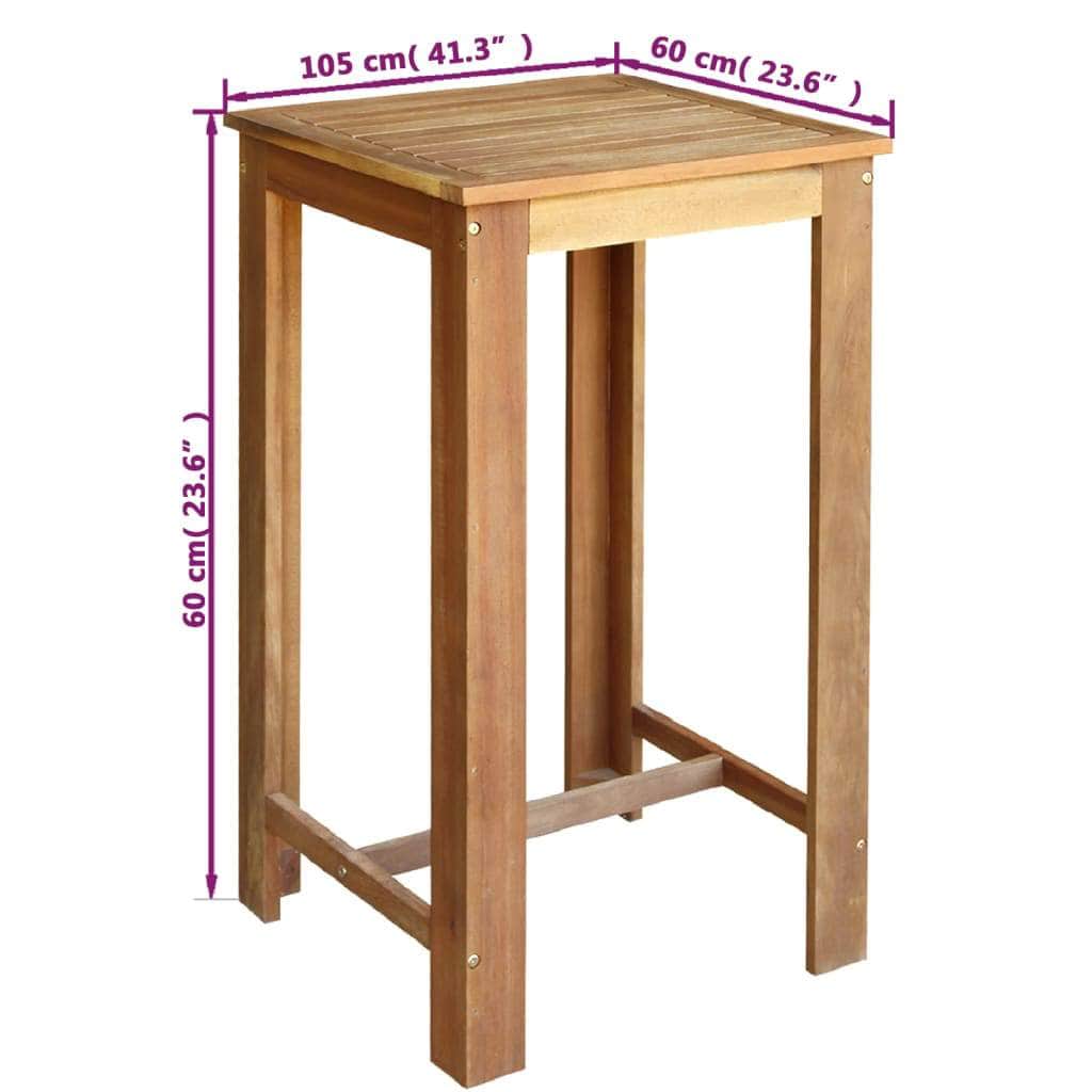Bar Table and Chair Set 3 Pieces Solid Acacia Wood