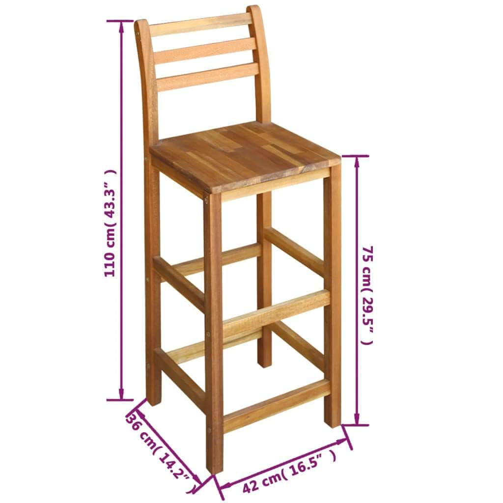 Bar Table and Chair Set 3 Pieces Solid Acacia Wood