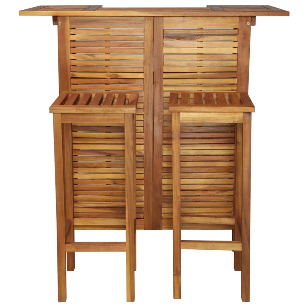 Bar Table and Chair Set 3 Pieces Solid Acacia Wood - Simple deals