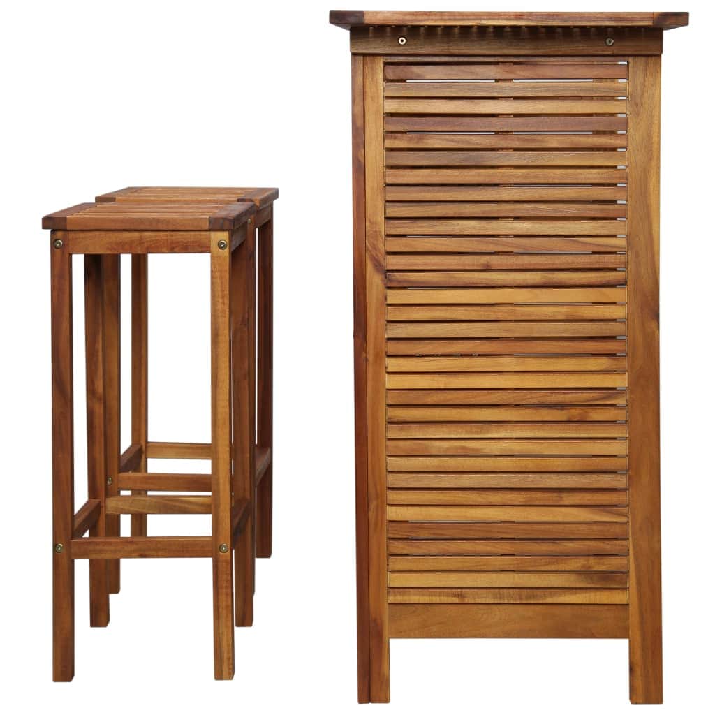 Bar Table and Chair Set 3 Pieces Solid Acacia Wood - Simple deals