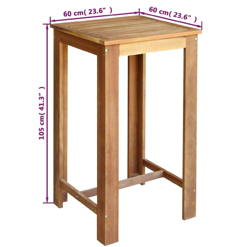 Bar Table and Stool Set 3 Pieces Solid Acacia Wood