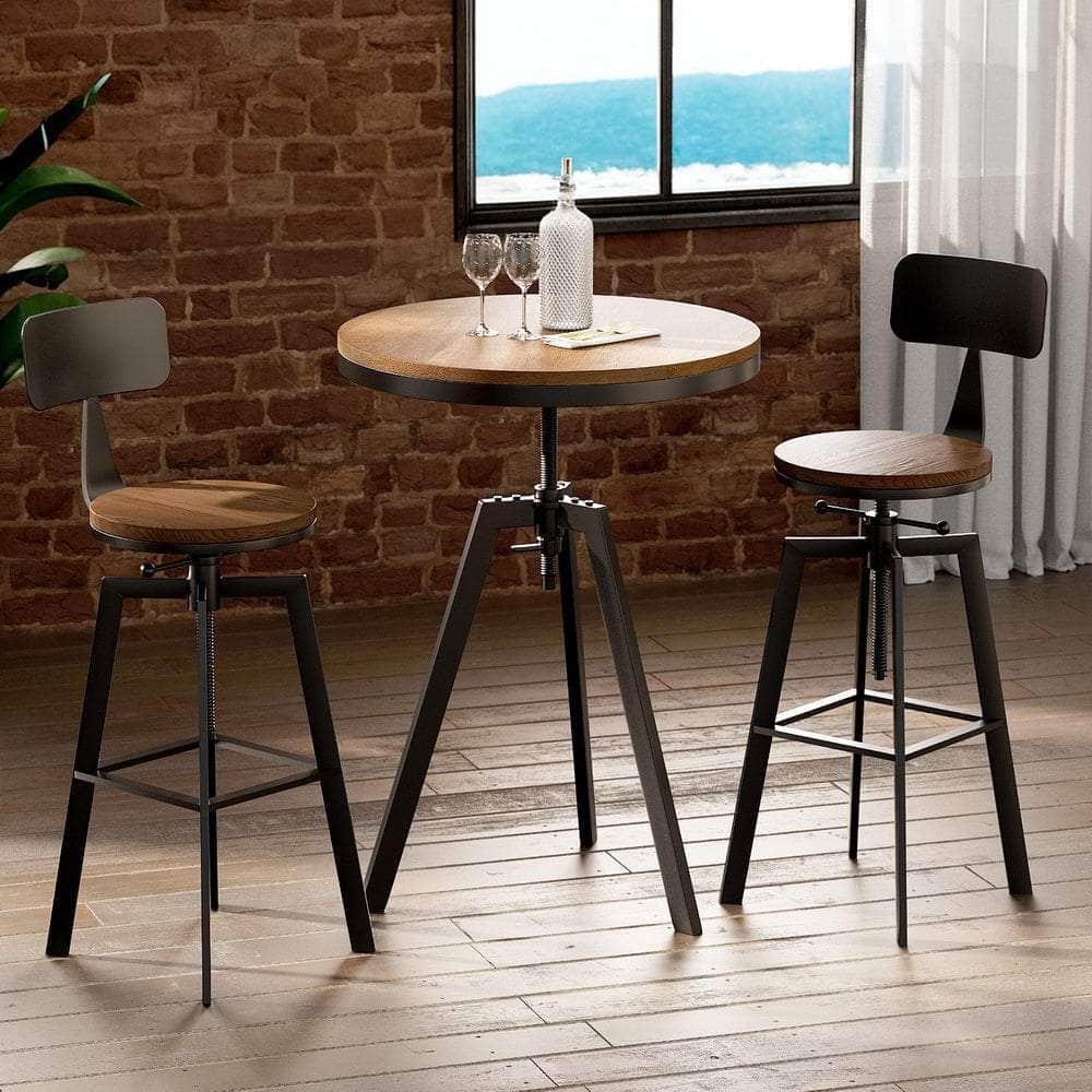 Bar Table and Stools Set Dining Desk Industrial Kitchen Chairs Cafe Pub