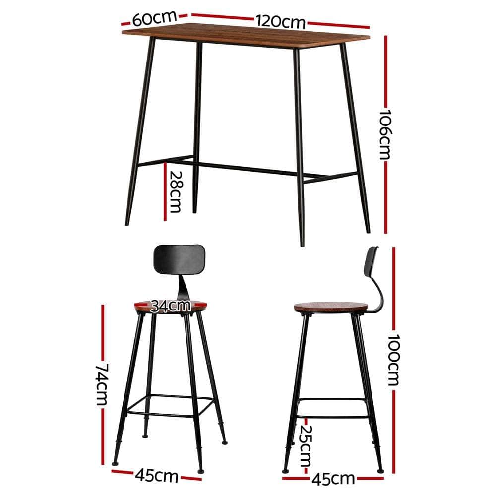 Bar Table and Stools Set Dining Desk Kitchen Chairs Cafe Pub