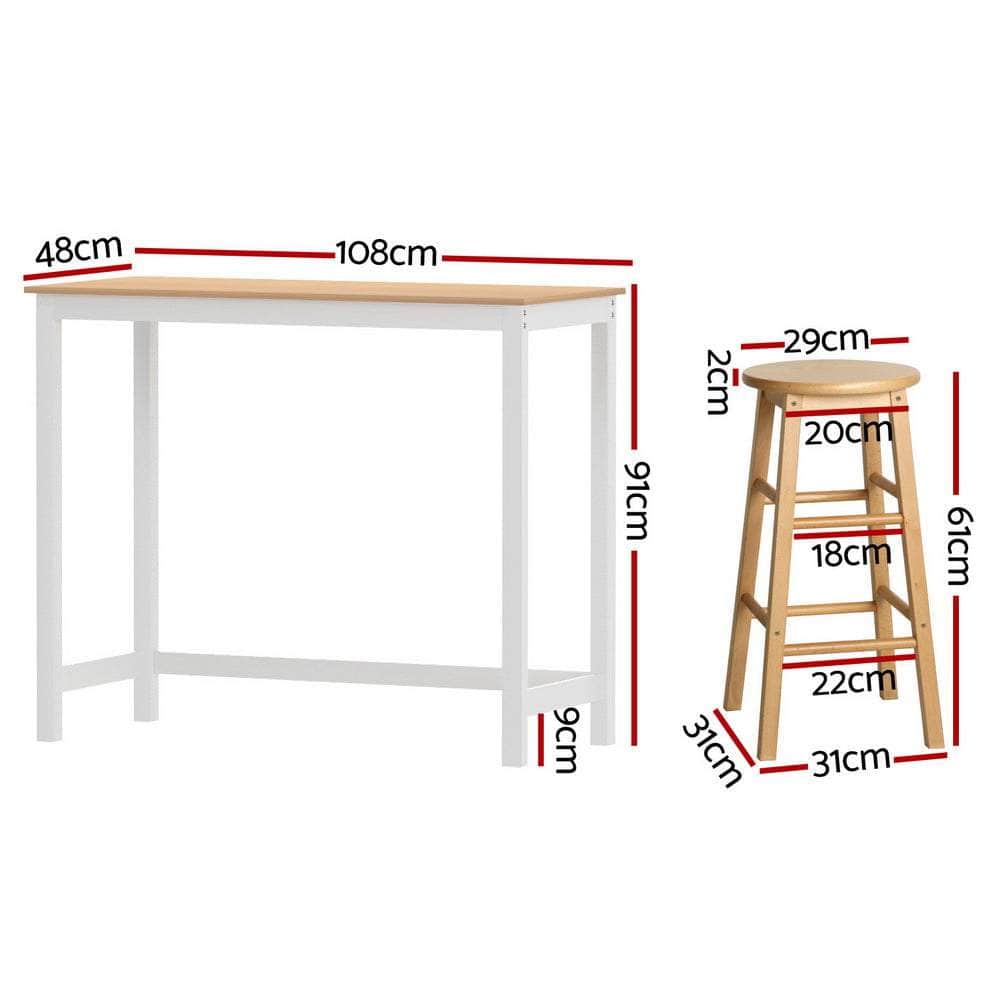 Bar Table and Stools Set Dining Desk Kitchen Chairs Cafe Pub