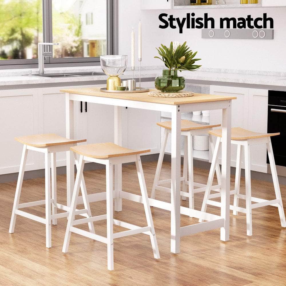 Bar Table and Stools Set Dining Desk Solid Wood Kitchen Chairs Cafe Pub