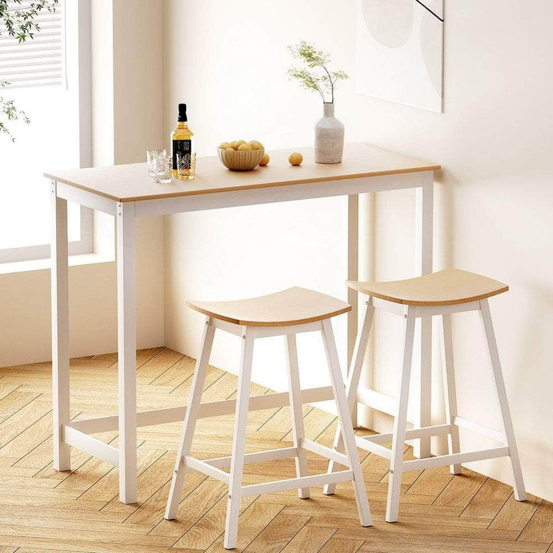 Bar Table and Kitchen Chairs Cafe Stools Set - Desk Wood