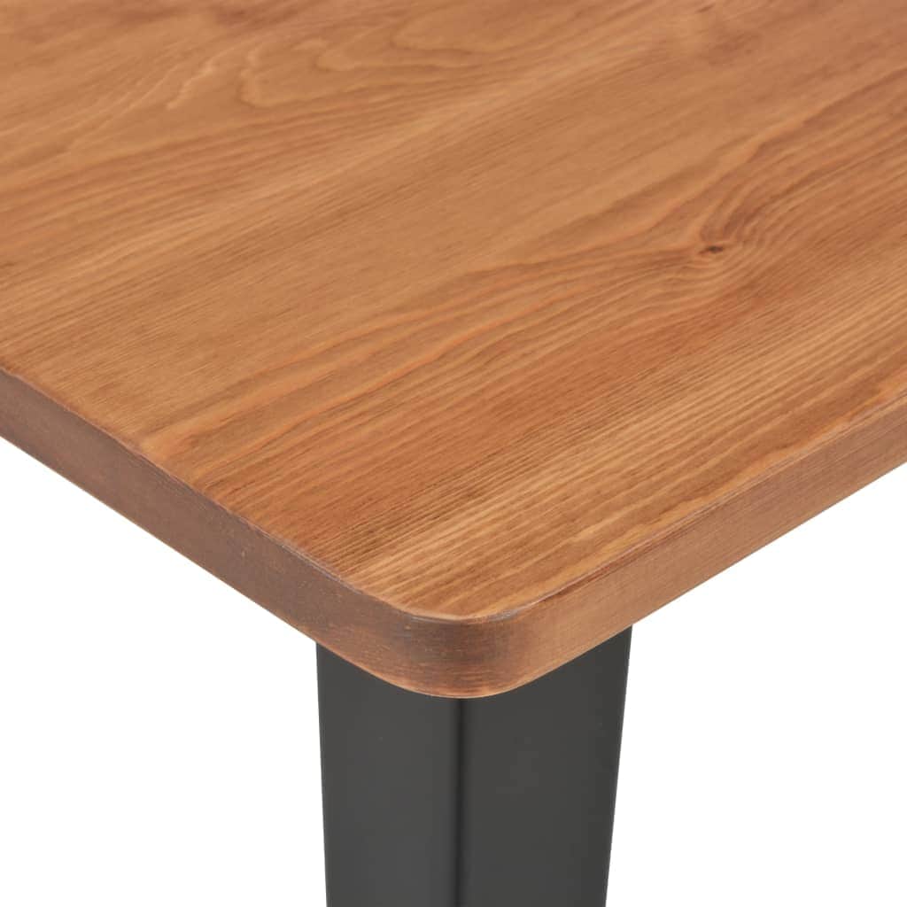 Bar Table Black Solid Pine Wood Steel