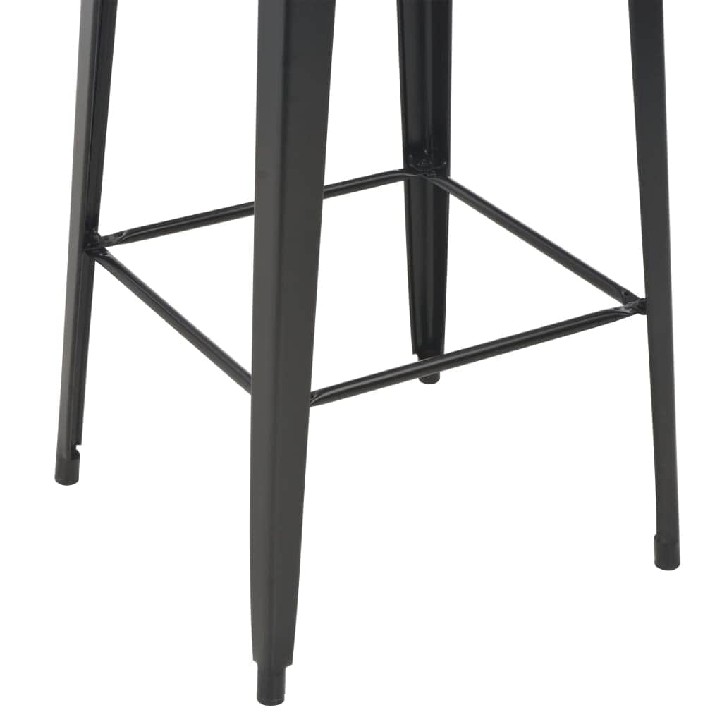 Bar Table Black Solid Pine Wood Steel