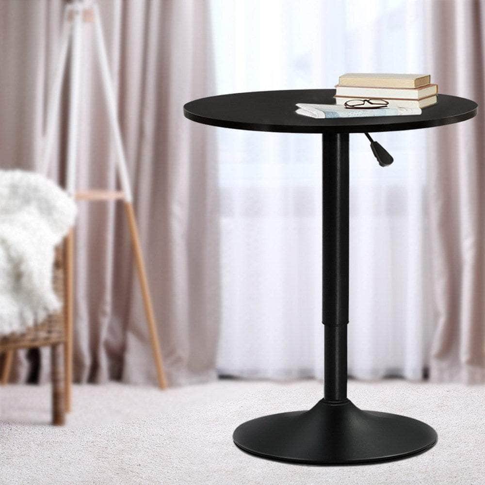 Bar Table Gas Lift Round Black