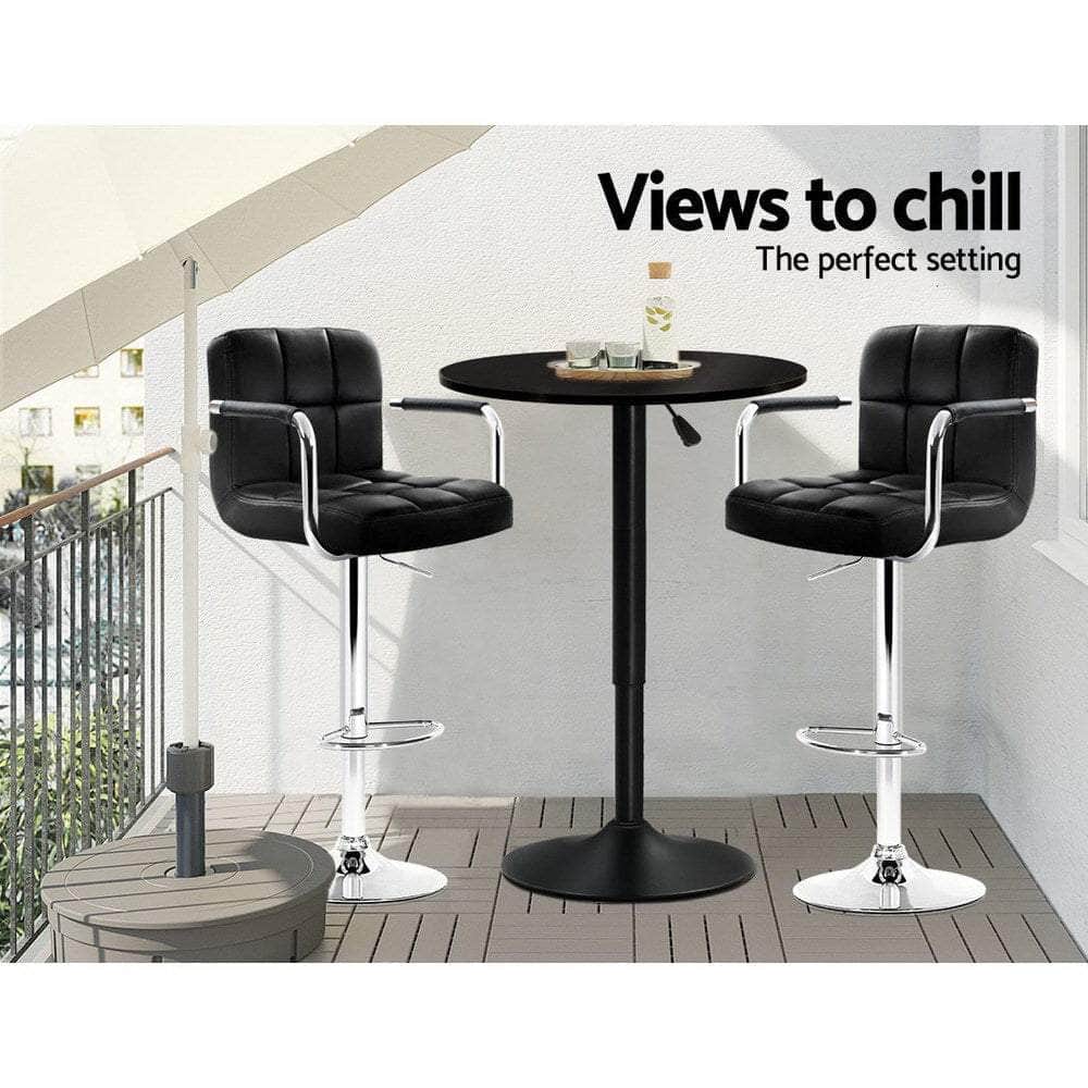 Bar Table Gas Lift Round Black