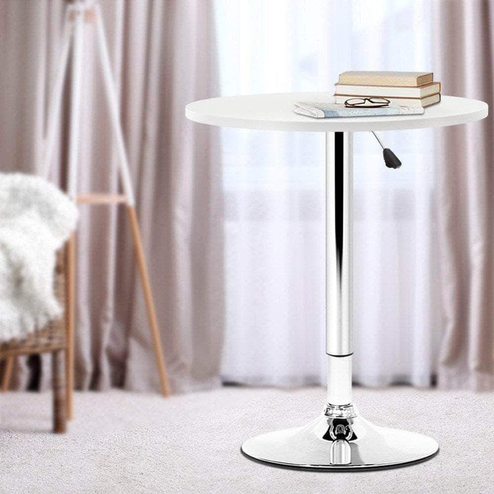 Bar Table Gas Lift Round White