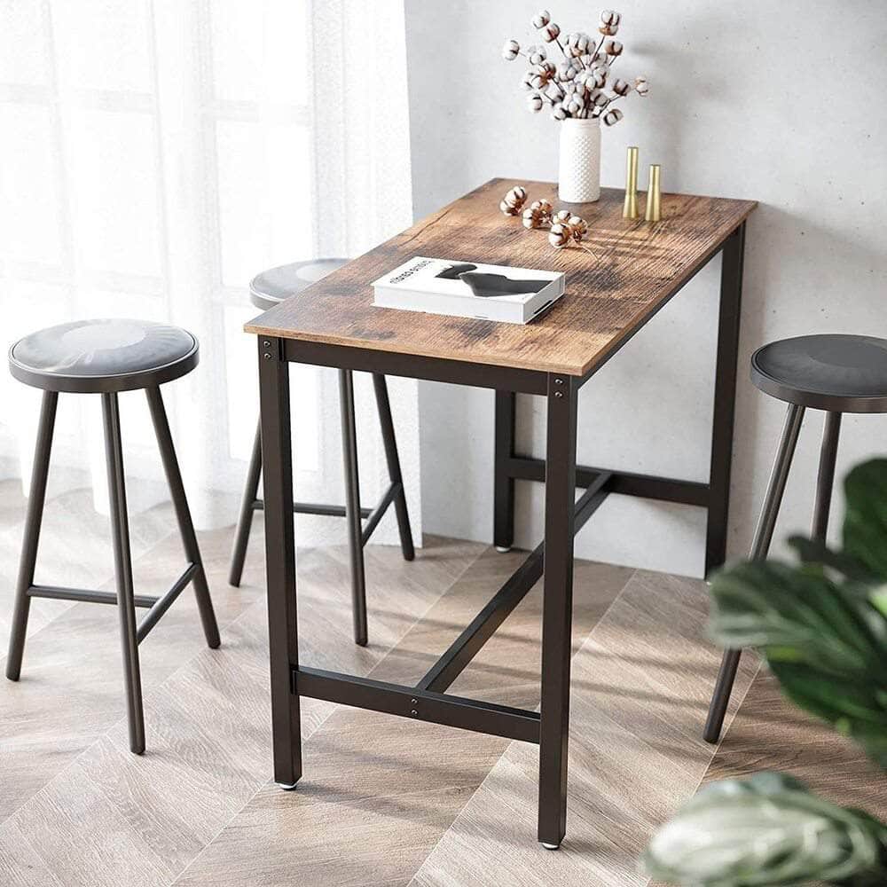 Bar Table Industrial Kitchen Table Dining Table With Solid Metal Frame Wood Look
