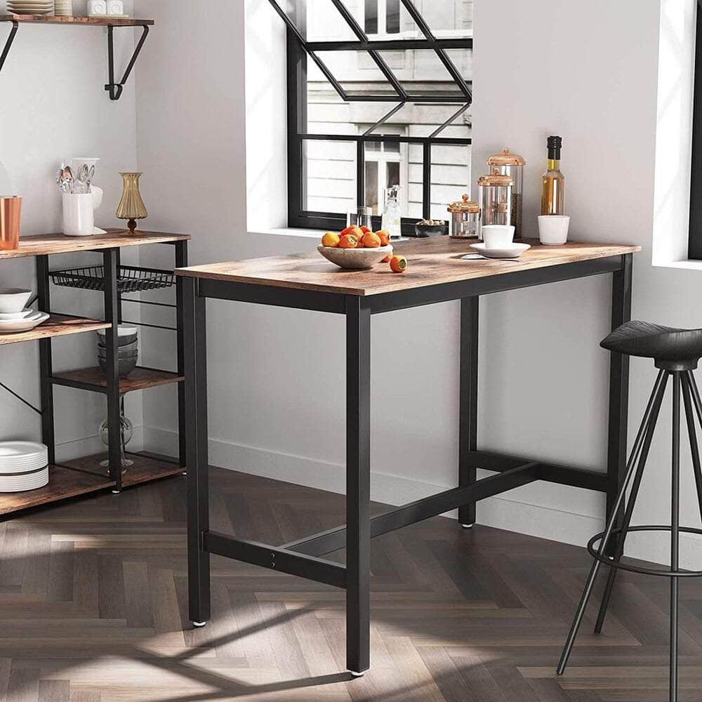 Bar Table Industrial Kitchen Table Dining Table With Solid Metal Frame Wood Look