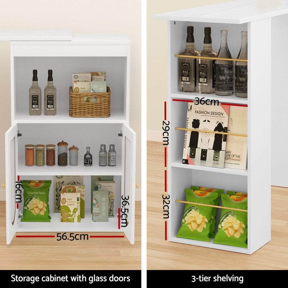 Bar Table Storage Cabinet Dining Wine Rack Home Office Desk Extendable