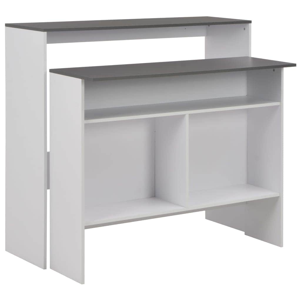 Bar Table with 2 Table Tops White and Grey