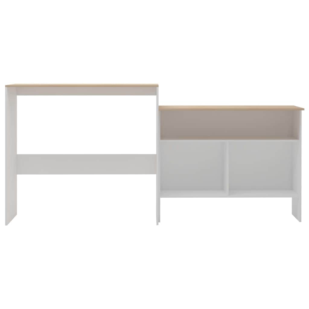 Bar Table with 2 Table Tops White and Oak