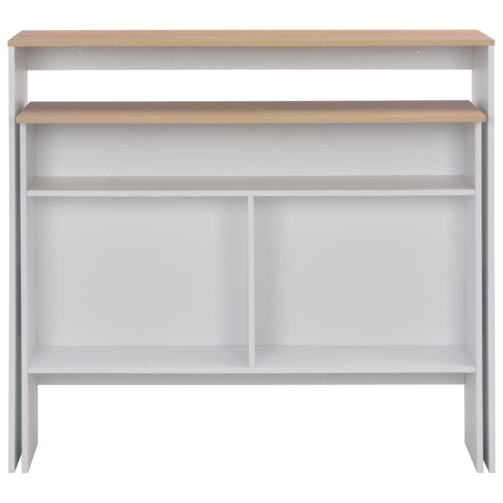 Bar Table with 2 Table Tops White and Oak
