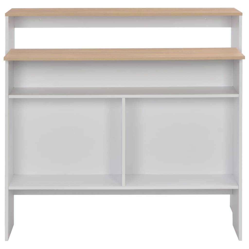Bar Table with 2 Table Tops White and Oak