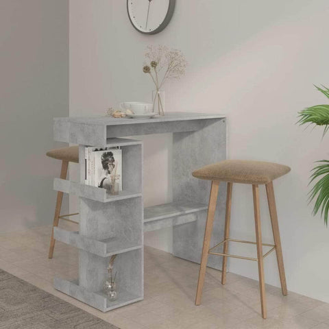 Bar Table With 3 Storage Rack Concrete Grey Chipboard