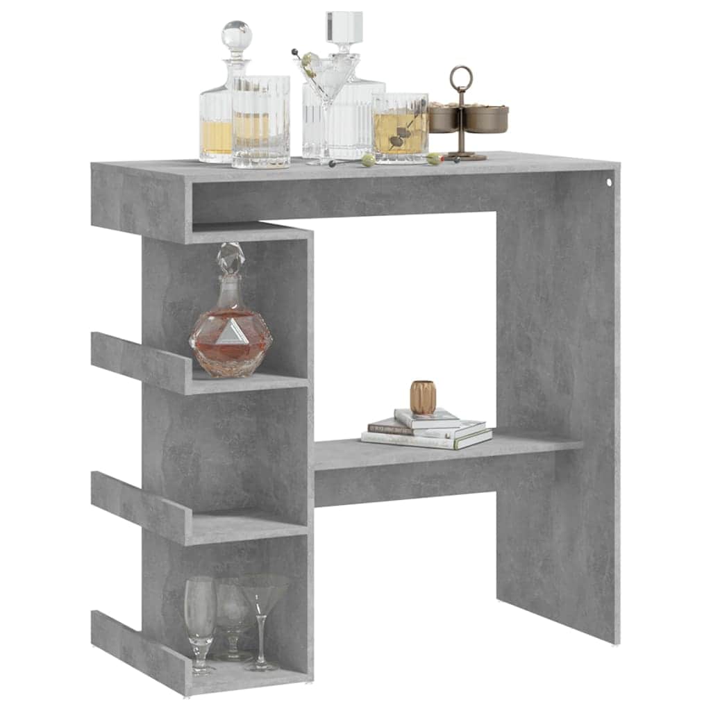 Bar Table With 3 Storage Rack Concrete Grey Chipboard