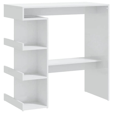 Bar Table With 3 Storage Rack High Gloss White