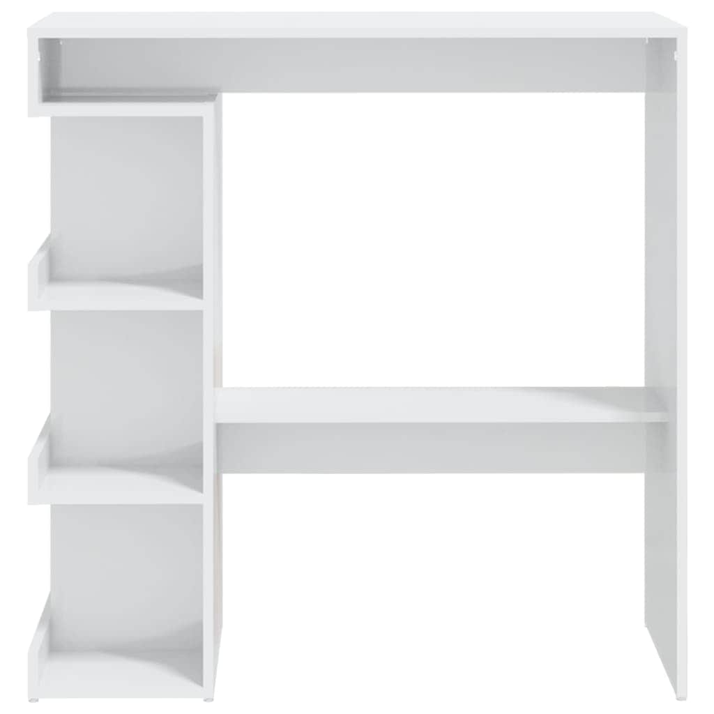 Bar Table With 3 Storage Rack High Gloss White