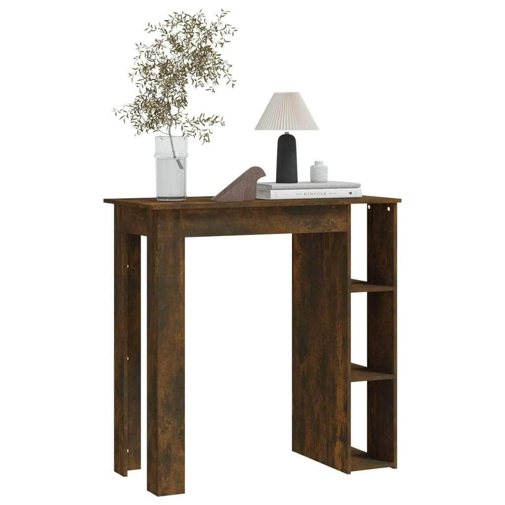 Bar Table With Shelf Smoked Oak Chipboard