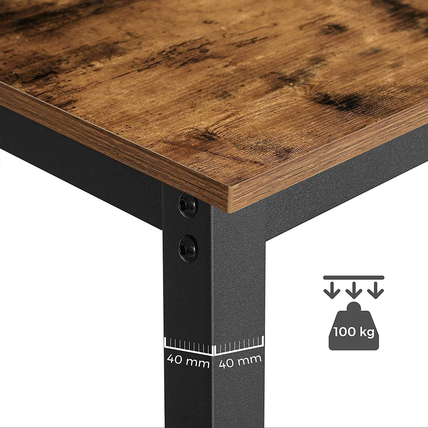 Bar Table With Solid Metal Frame And Wood Look, 120 X 60 X 90 Cm