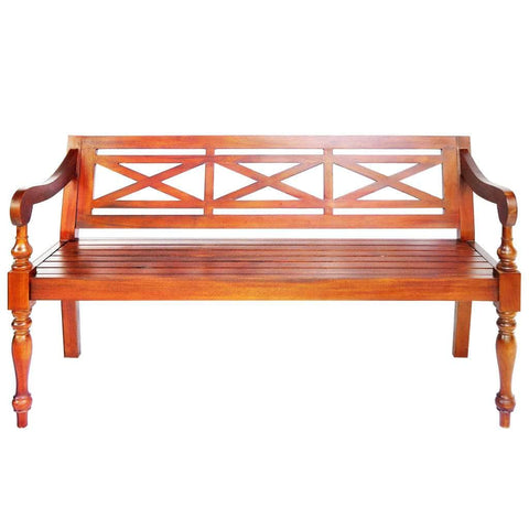 Batavia Bench 136 cm Solid Mahogany Wood Dark Brown