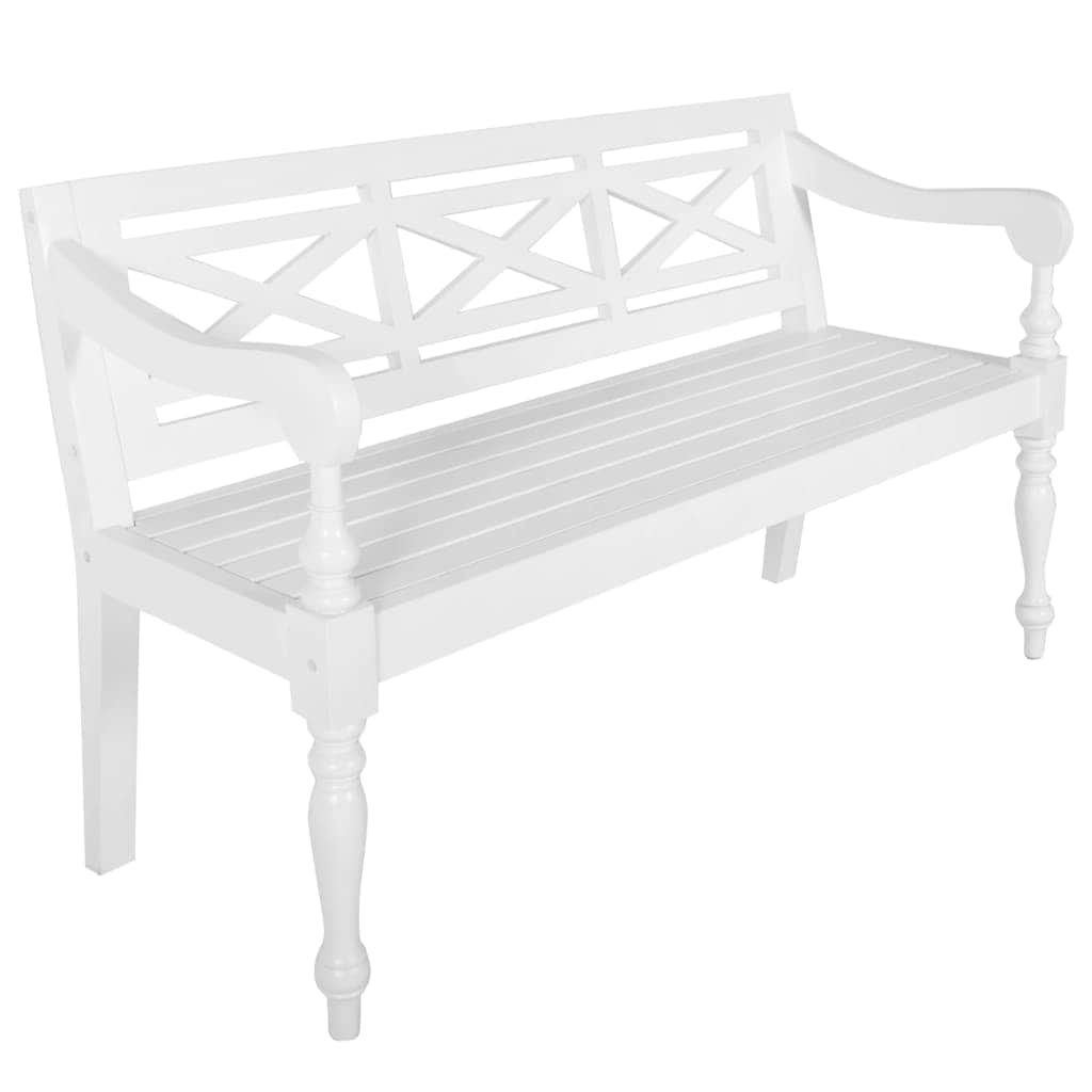 Batavia Bench Solid Mahogany Wood White