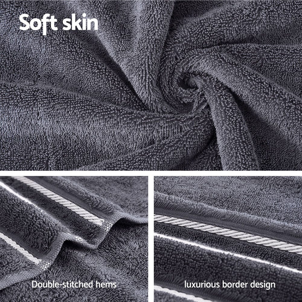 6 Pack Bath Towels Set Cotton Towel Grey - Bath Towels & Robes