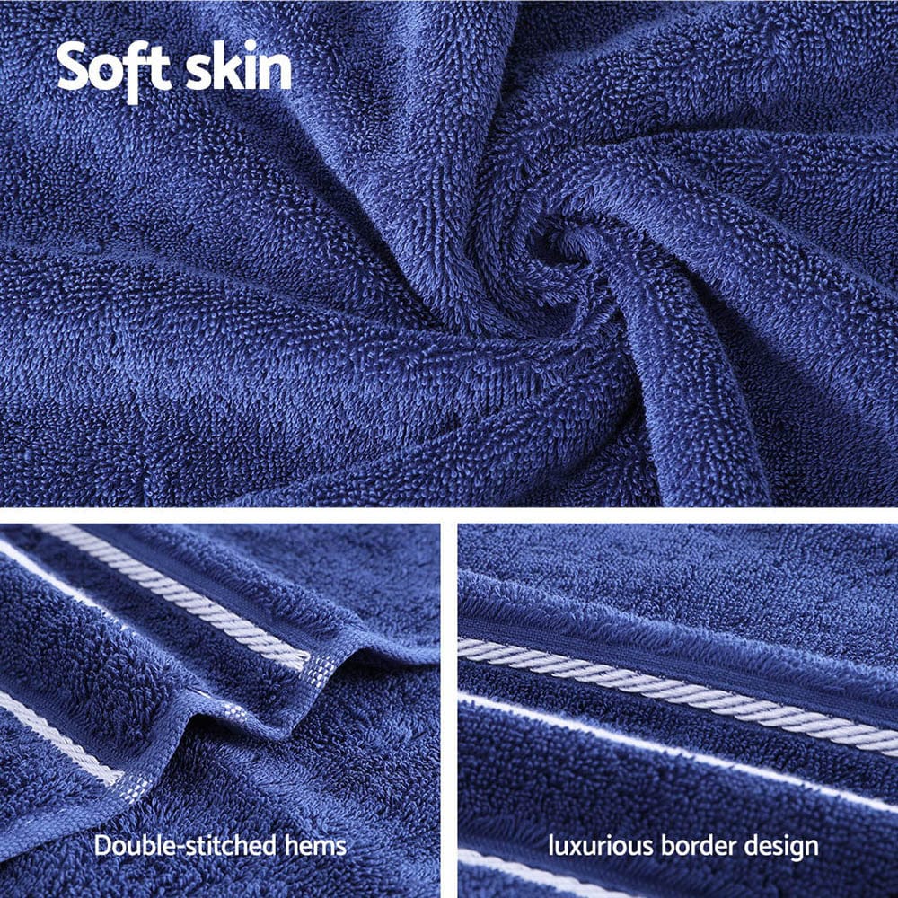6 Pack Bath Towels Set Cotton Towel Navy | Bath Towels & Robes