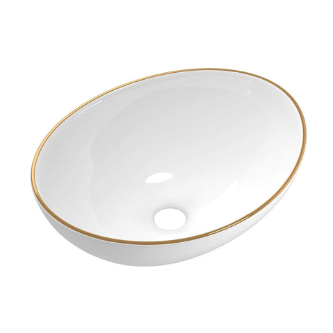 Bathroom Basin Ceramic Vanity Sink Hand Wash Bowl Gold Line