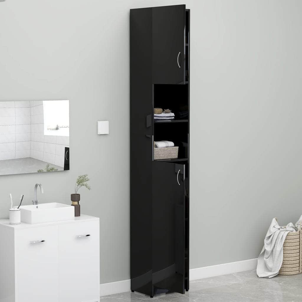 Bathroom Cabinet High Gloss Black 1 Chipboard