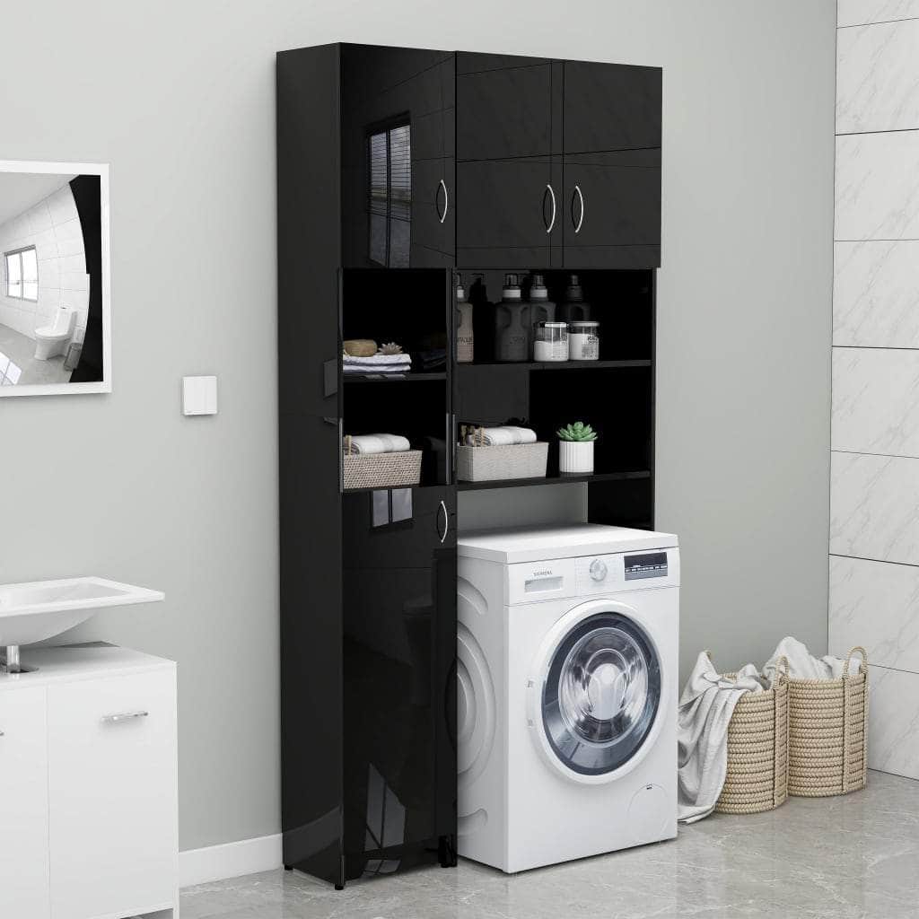 Bathroom Cabinet High Gloss Black 1 Chipboard