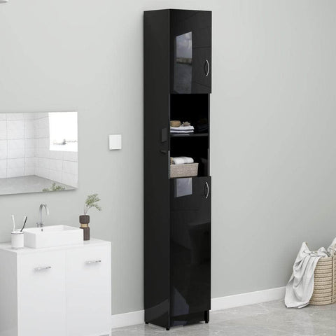 Bathroom Cabinet High Gloss Black 1 Chipboard