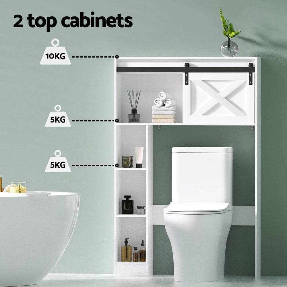 Bathroom Cabinet Over The Toilet Storage Organiser Laundry Shelf 128Cm