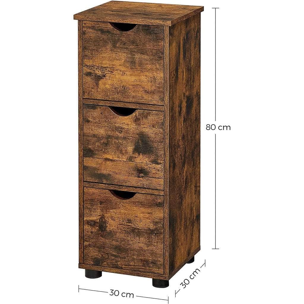 Bathroom Floor Cabinet 3 Drawers Rustic Brown