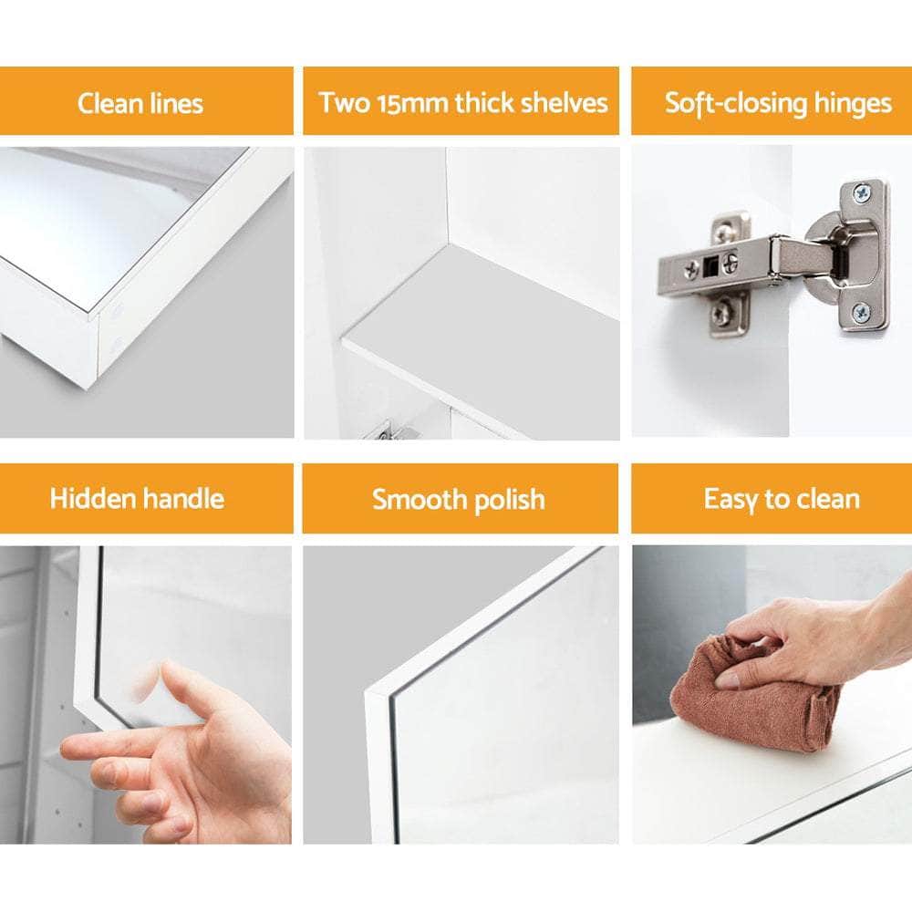 Bathroom Mirror Cabinet 600x720mm White