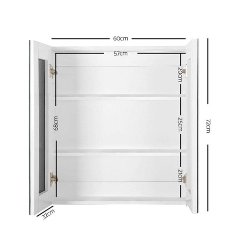 Bathroom Mirror Cabinet 600x720mm White