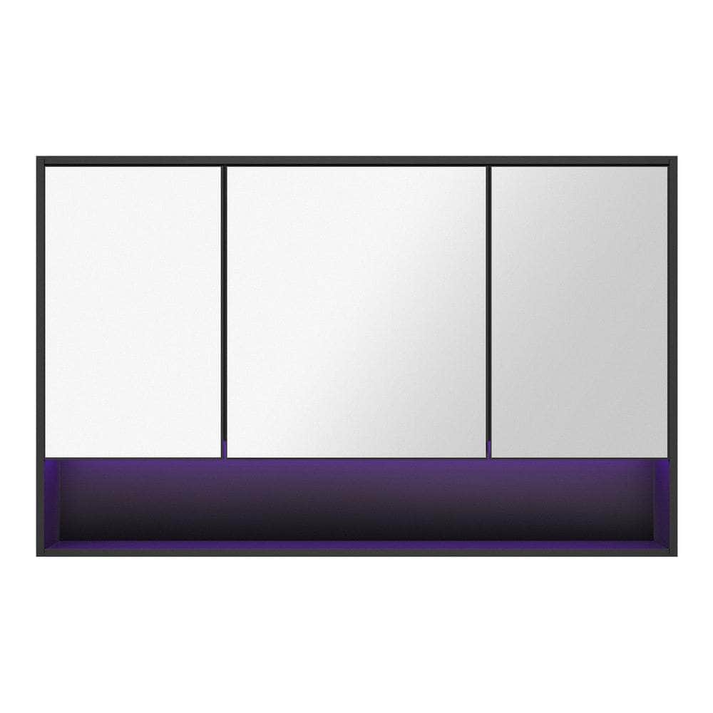 Bathroom Mirror Cabinet LED Wall Storage Black/White