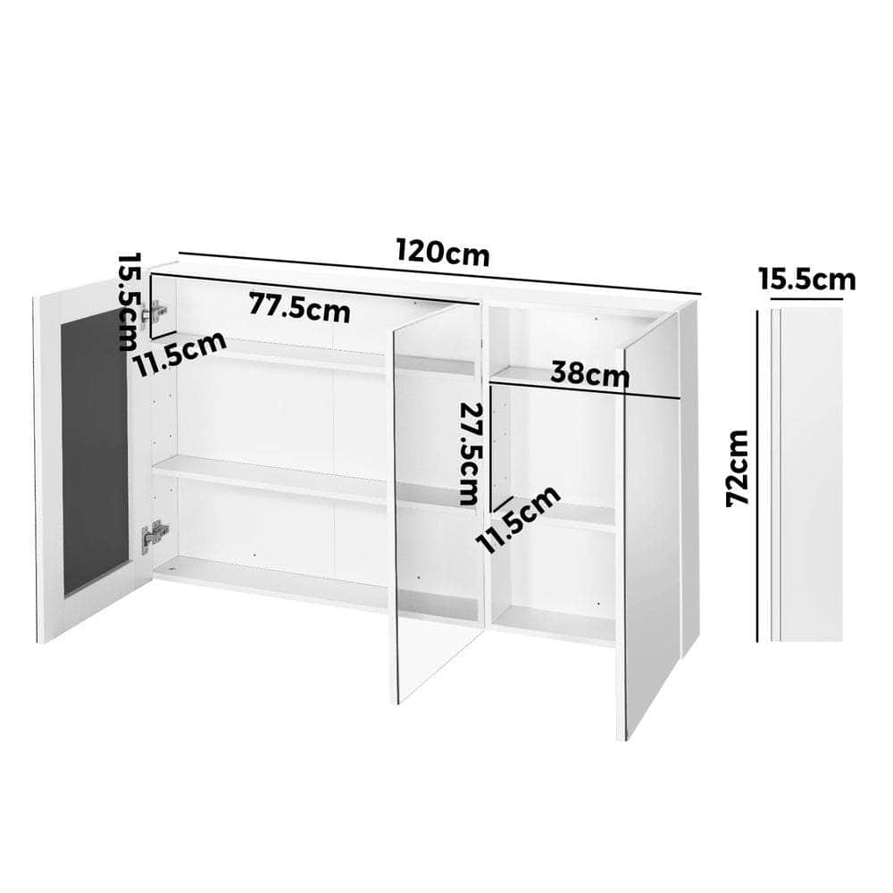 Bathroom Mirror Cabinet Vanity Medicine Wall Shaving Storage 1200mmx720mm
